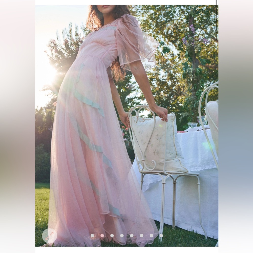 LoveShackFancy Hensley Gown in Soft Peach Size 4